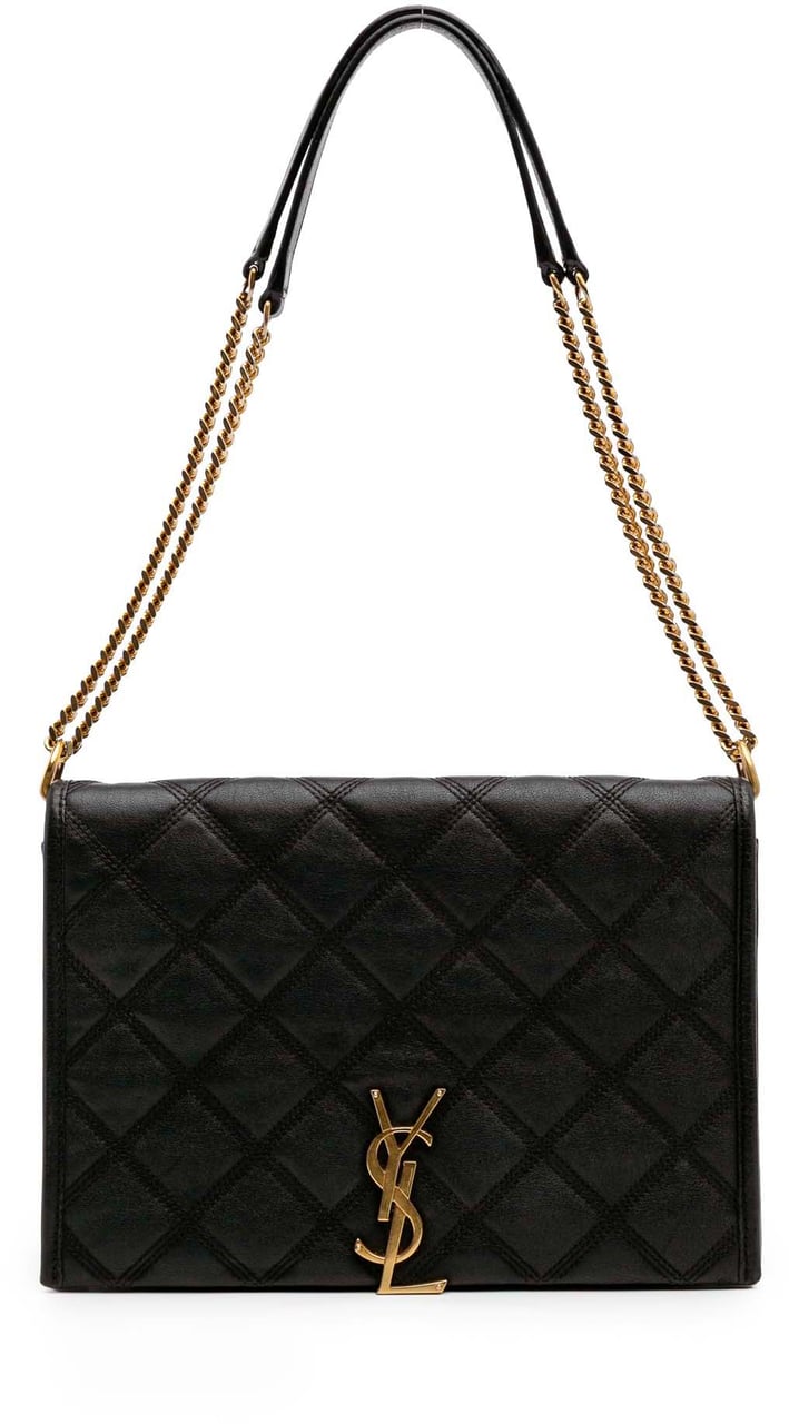 Saint Laurent Mini Quilted Lambskin Becky Chain Shoulder Bag Zwart