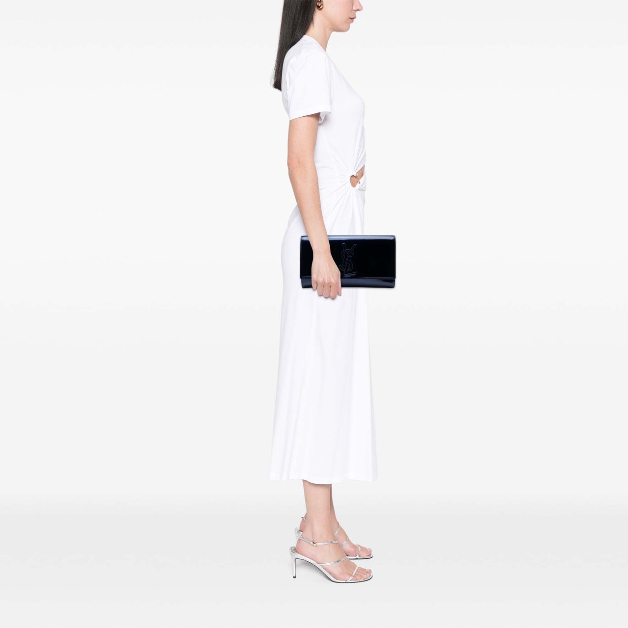 Saint Laurent Large Patent Belle De Jour Clutch Blauw