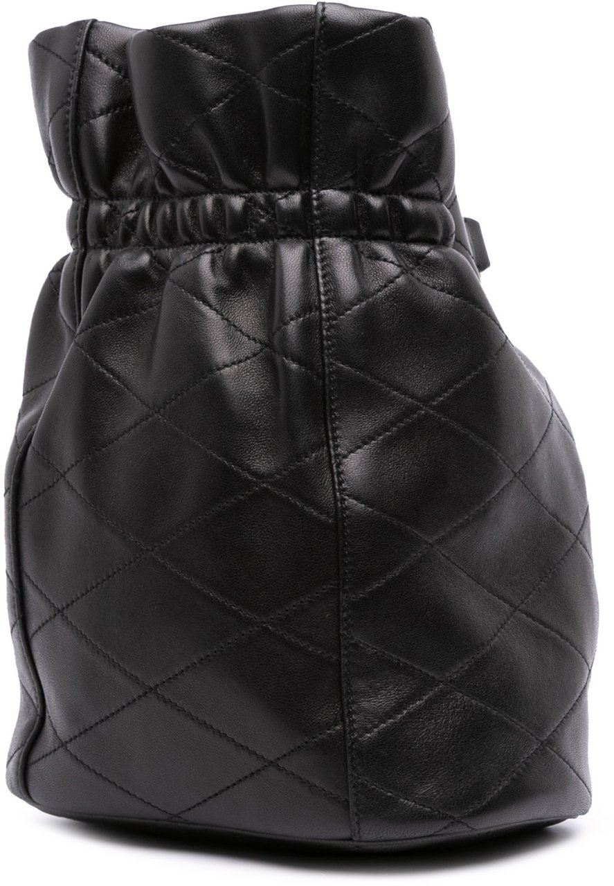 Saint Laurent Lambskin Le Maillon Hook Bucket Bag Zwart