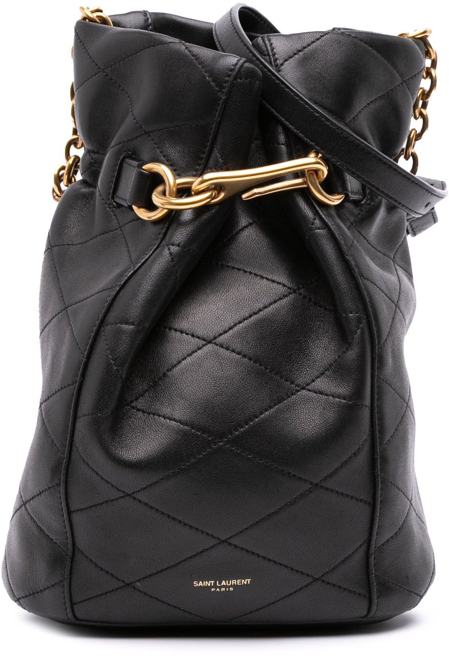 Saint Laurent Lambskin Le Maillon Hook Bucket Bag Zwart