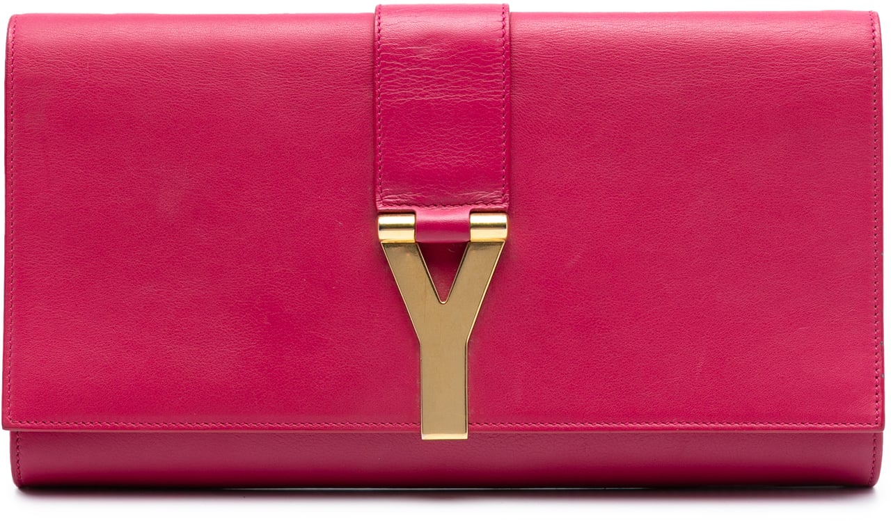 Saint Laurent Leather Chyc Ligne Clutch Roze