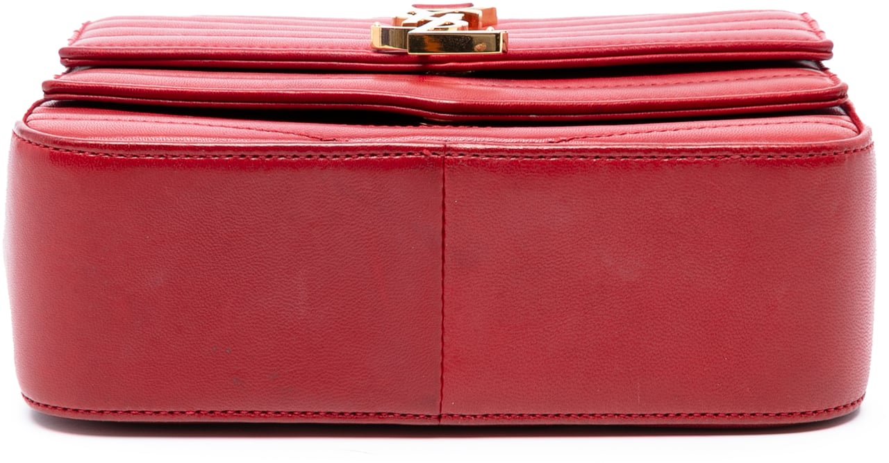 Saint Laurent Small Chevron Lambskin Monogram Sulpice Bag Rood