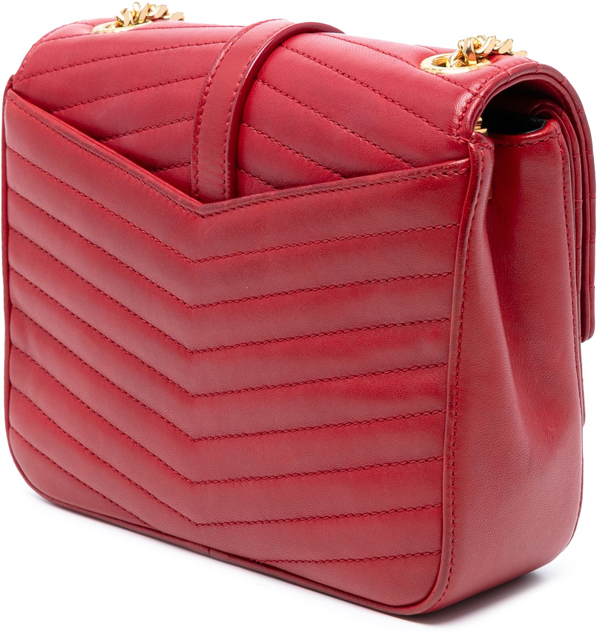Saint Laurent Small Chevron Lambskin Monogram Sulpice Bag Rood
