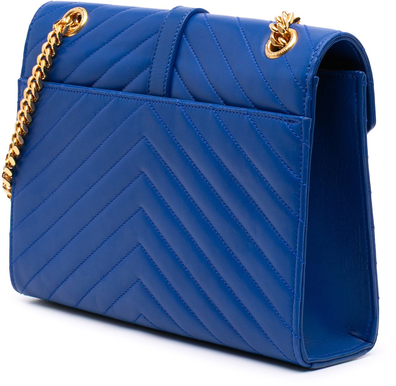 Saint Laurent Medium Matelasse Lambskin Monogram Envelope Shoulder Bag Blauw