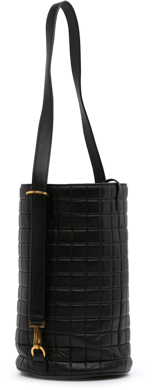 Saint Laurent Medium Lambskin Cecile Bucket Bag Zwart