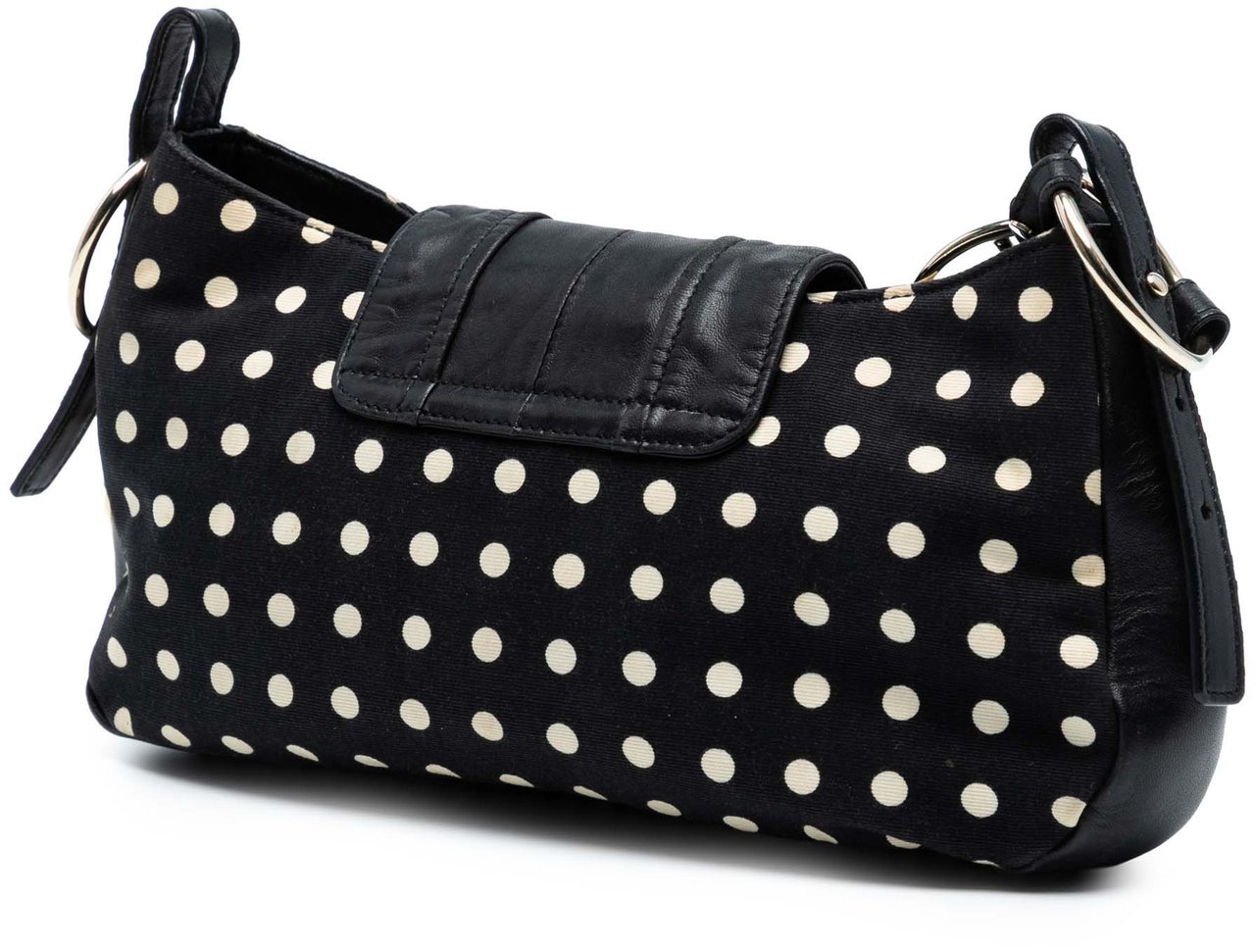 Saint Laurent Polka Dot Print Canvas Saharienne Shoulder Bag Zwart