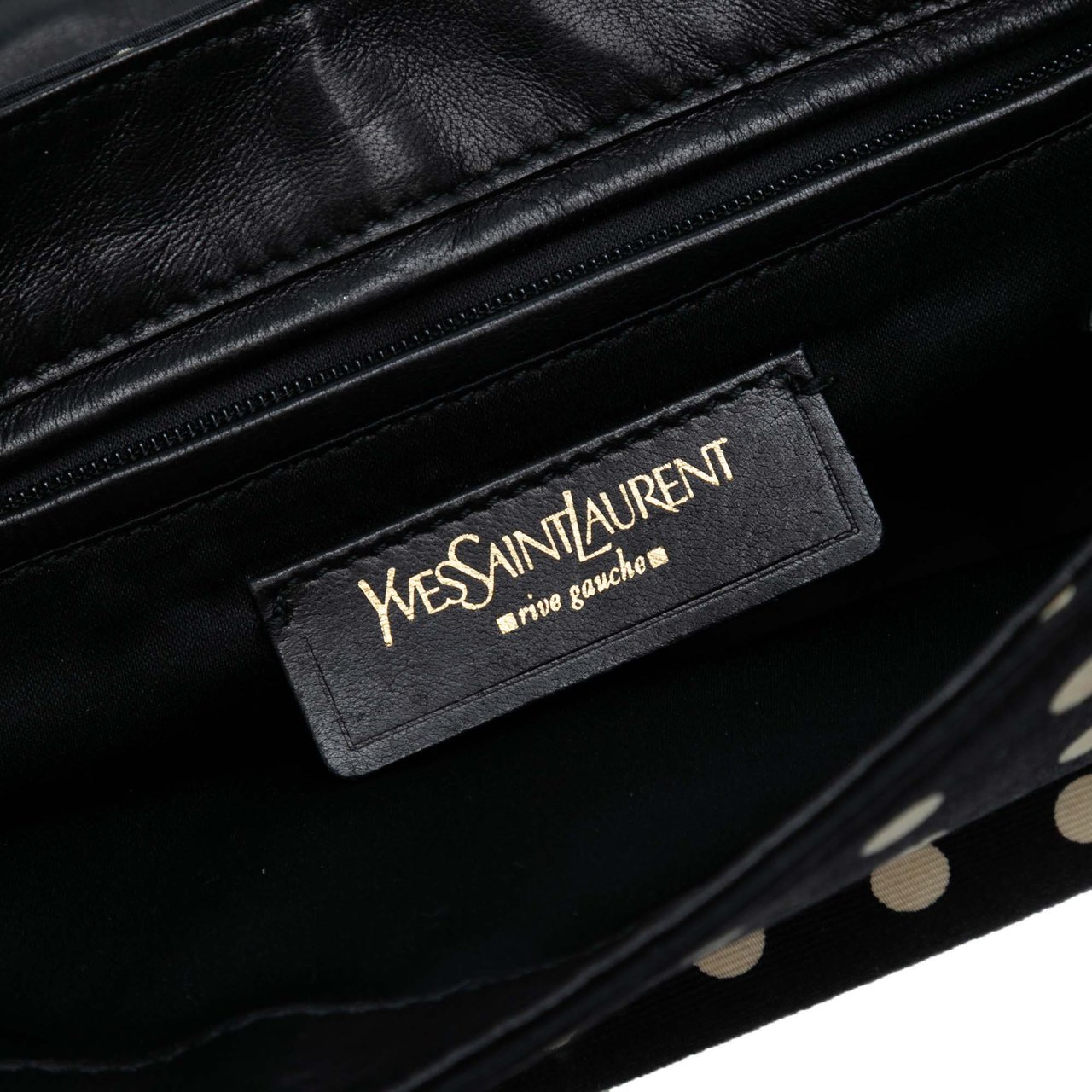 Saint Laurent Polka Dot Print Canvas Saharienne Shoulder Bag Zwart