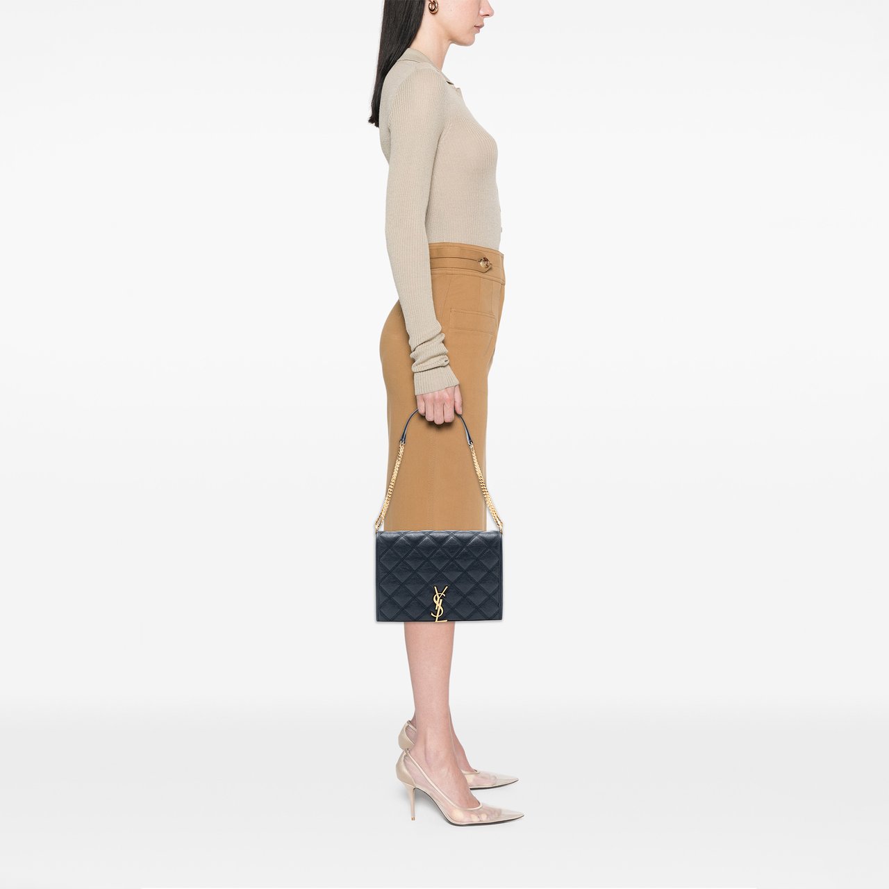 Saint Laurent Mini Quilted Lambskin Becky Chain Shoulder Bag Zwart