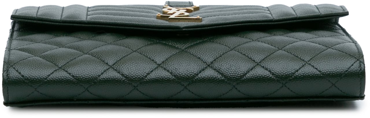 Saint Laurent Grain De Poudre Triquilt Monogram Envelope Clutch Groen