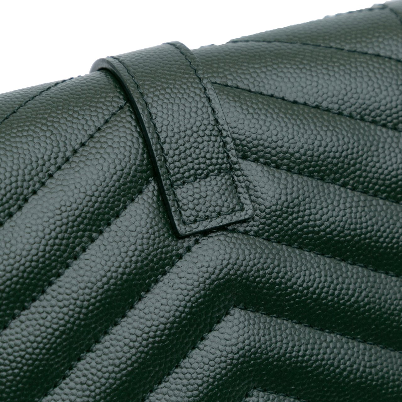 Saint Laurent Grain De Poudre Triquilt Monogram Envelope Clutch Groen