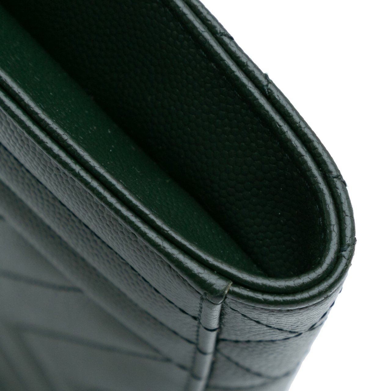Saint Laurent Grain De Poudre Triquilt Monogram Envelope Clutch Groen