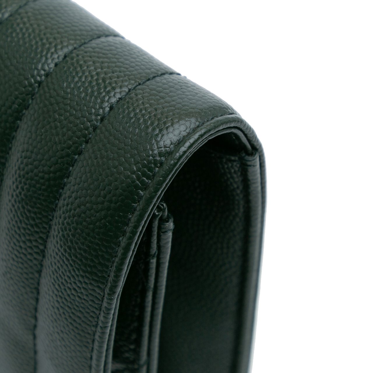 Saint Laurent Grain De Poudre Triquilt Monogram Envelope Clutch Groen