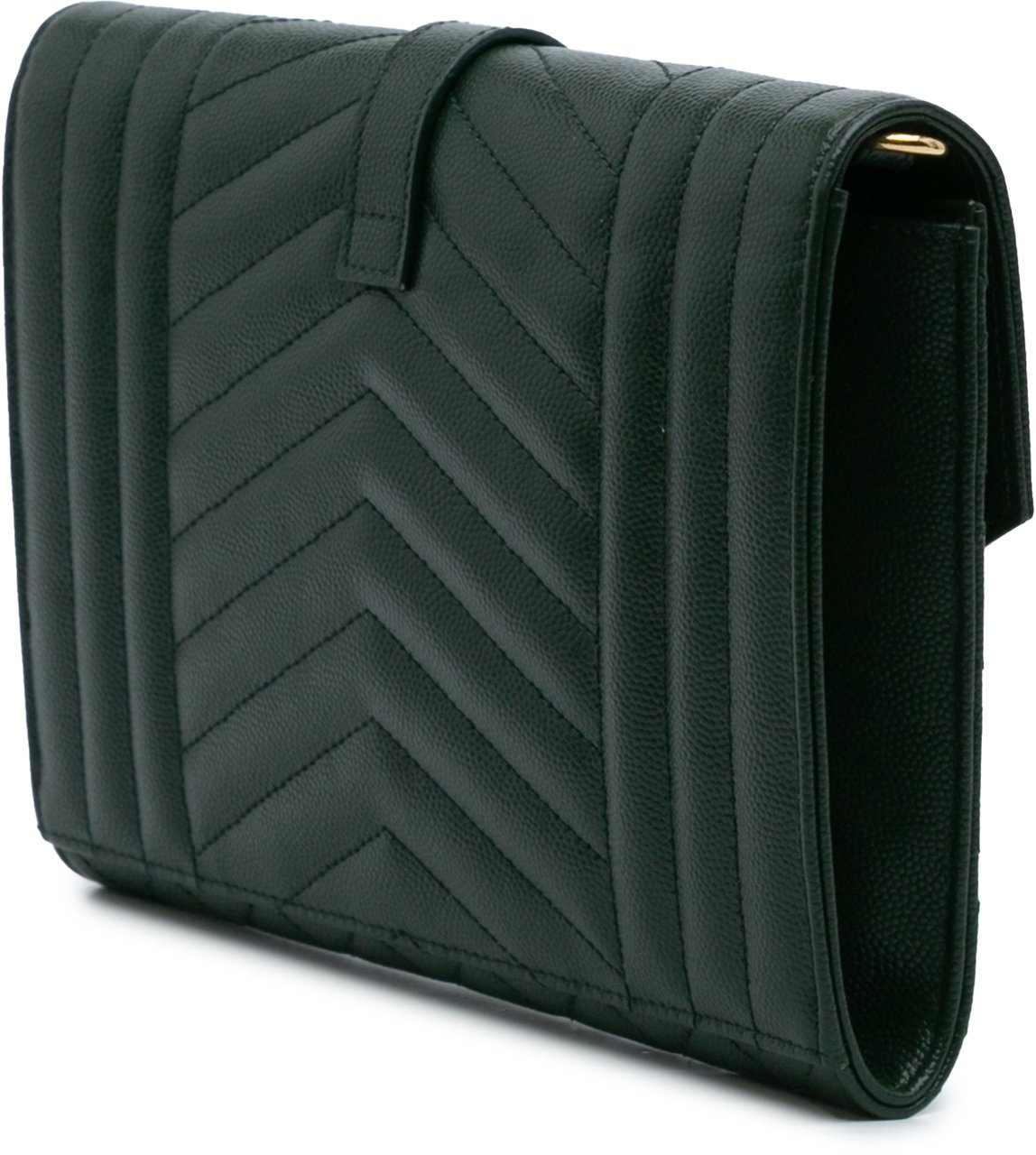 Saint Laurent Grain De Poudre Triquilt Monogram Envelope Clutch Groen