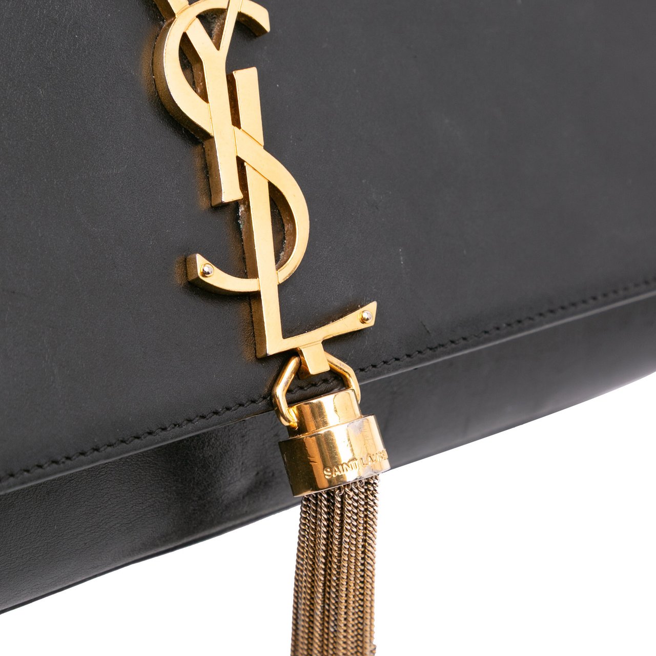 Saint Laurent Medium Smooth Calfskin Classic Monogram Kate Tassel Crossbody Zwart