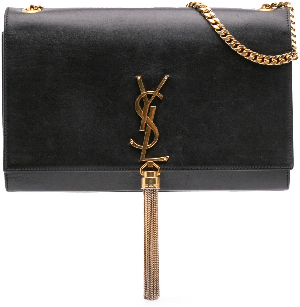 Saint Laurent Medium Smooth Calfskin Classic Monogram Kate Tassel Crossbody Zwart