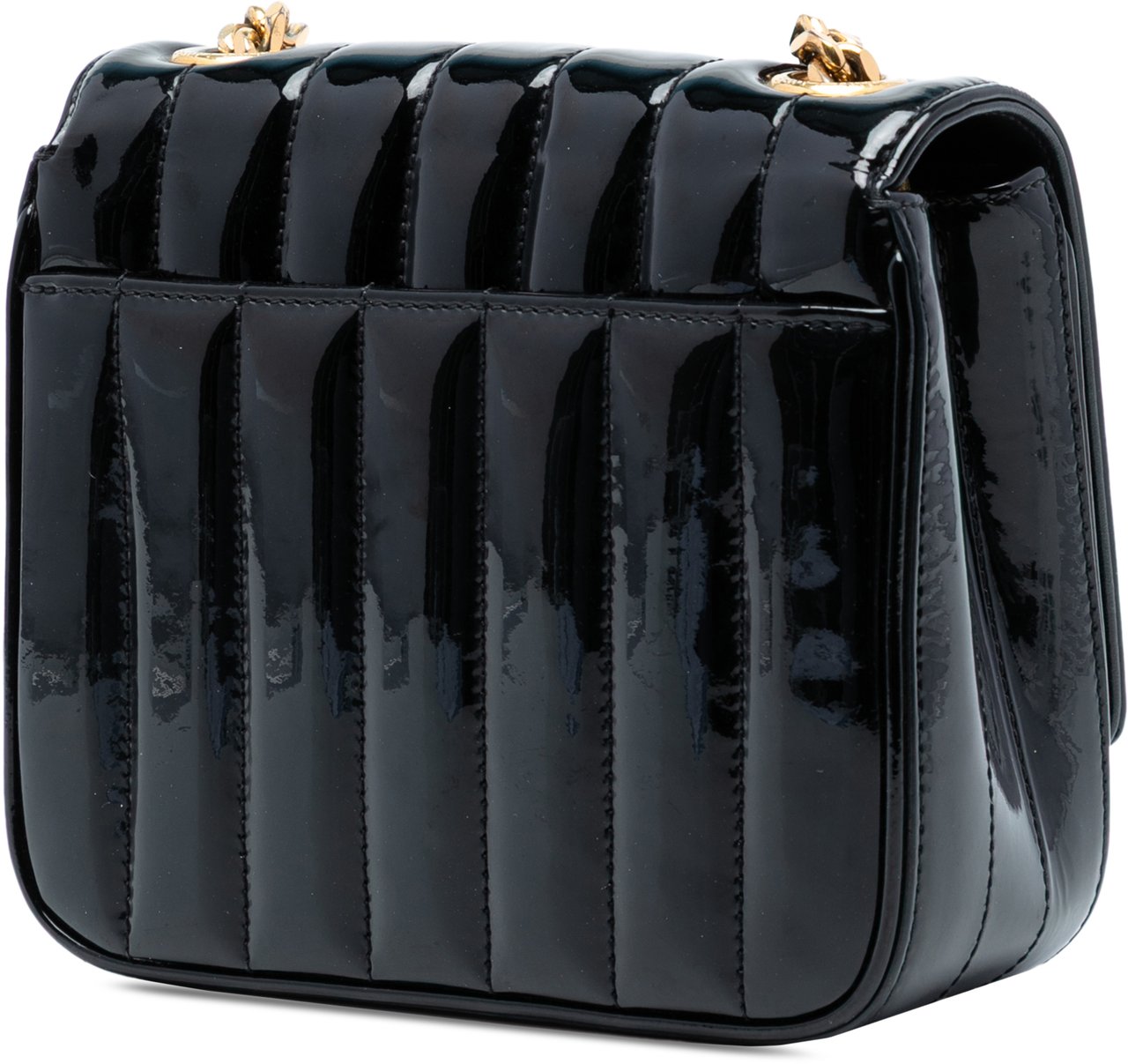Saint Laurent Small Patent Monogram Vicky Chain Bag Zwart