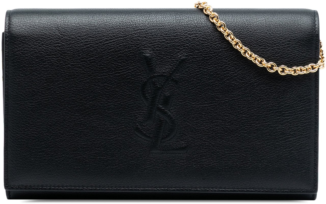 Saint Laurent Leather Belle de Jour Wallet on Chain Zwart