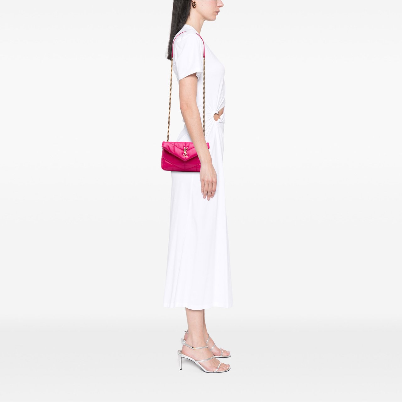 Saint Laurent Toy Lambskin Loulou Puffer Crossbody Roze