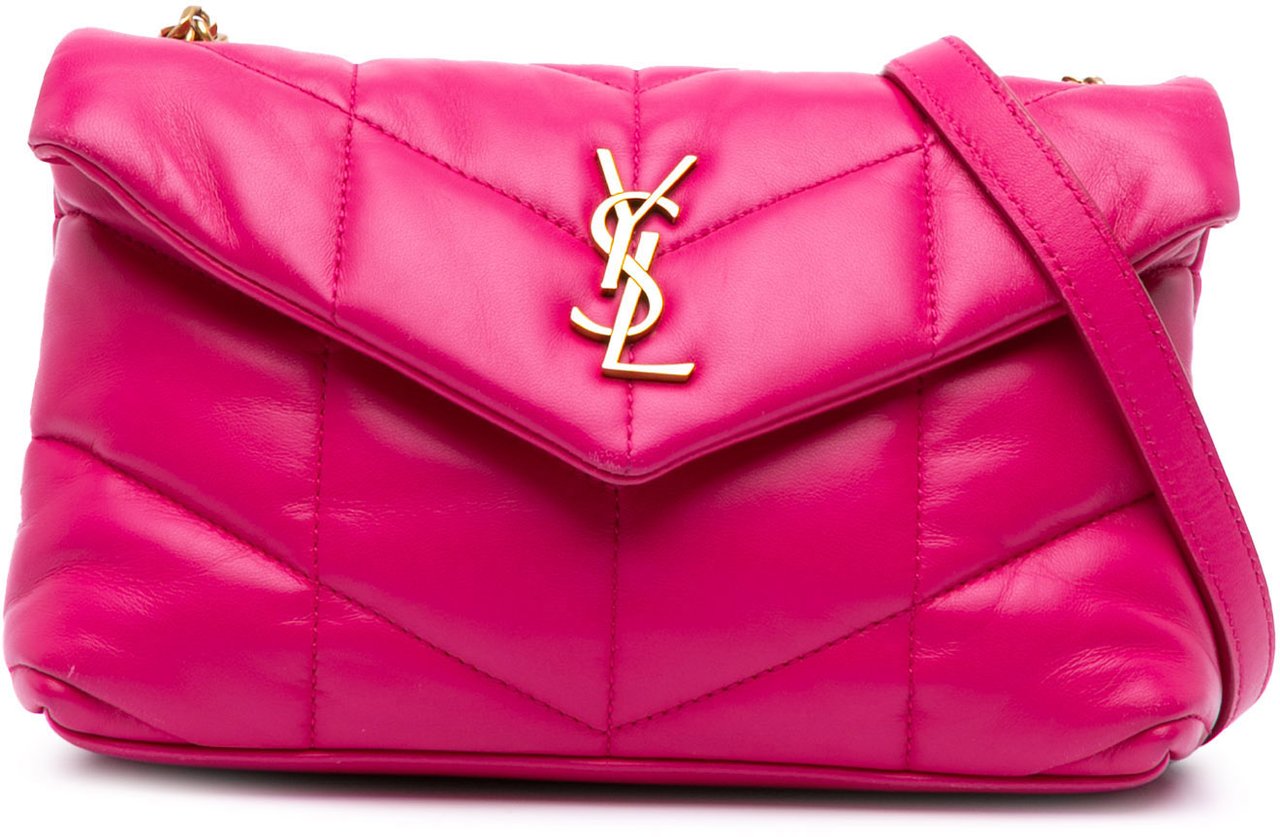 Saint Laurent Toy Lambskin Loulou Puffer Crossbody Roze