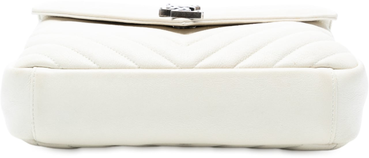 Saint Laurent Medium Chevron Sheepskin Monogram College Satchel Wit