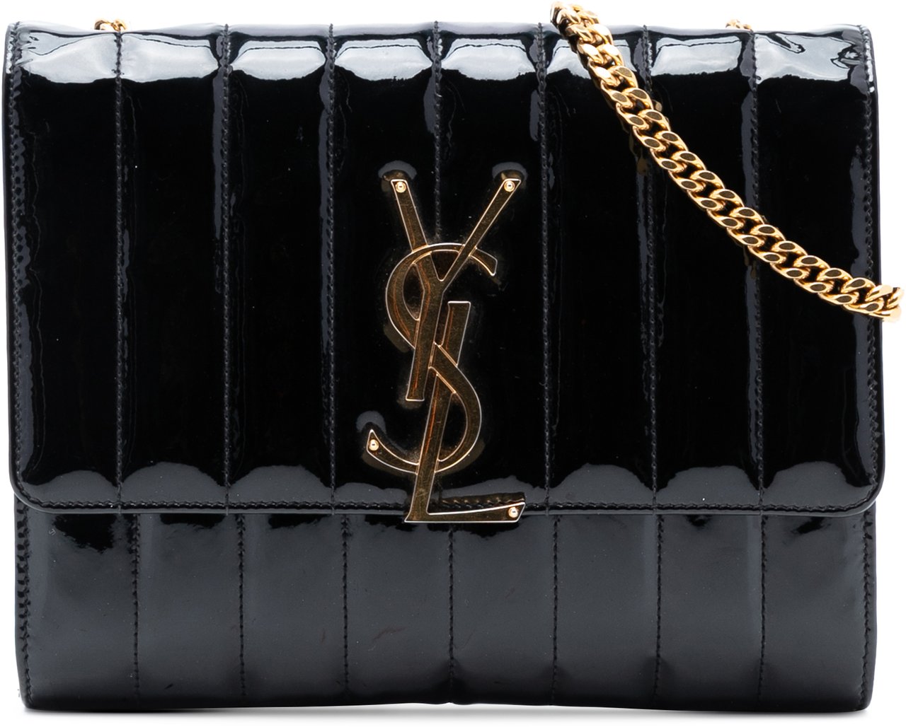 Saint Laurent Medium Patent Vicky Crossbody Zwart