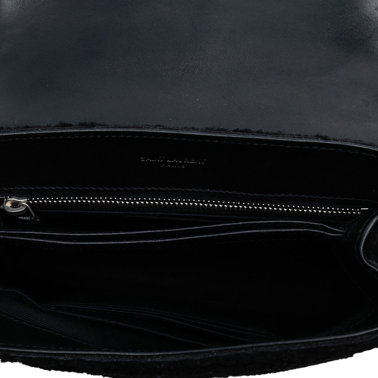 Saint Laurent Toy Shearling Loulou Crossbody Zwart