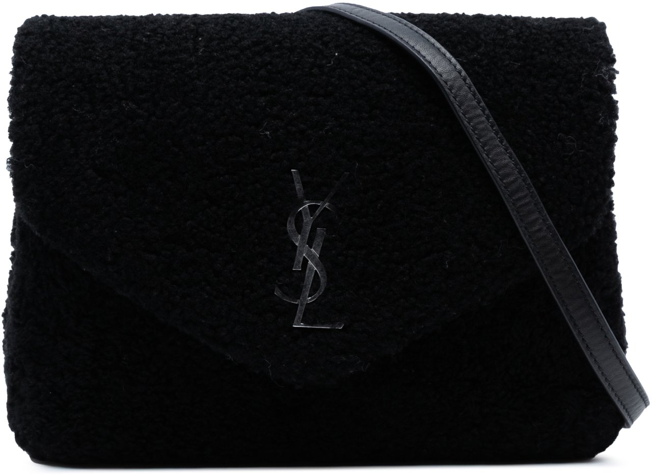 Saint Laurent Toy Shearling Loulou Crossbody Zwart