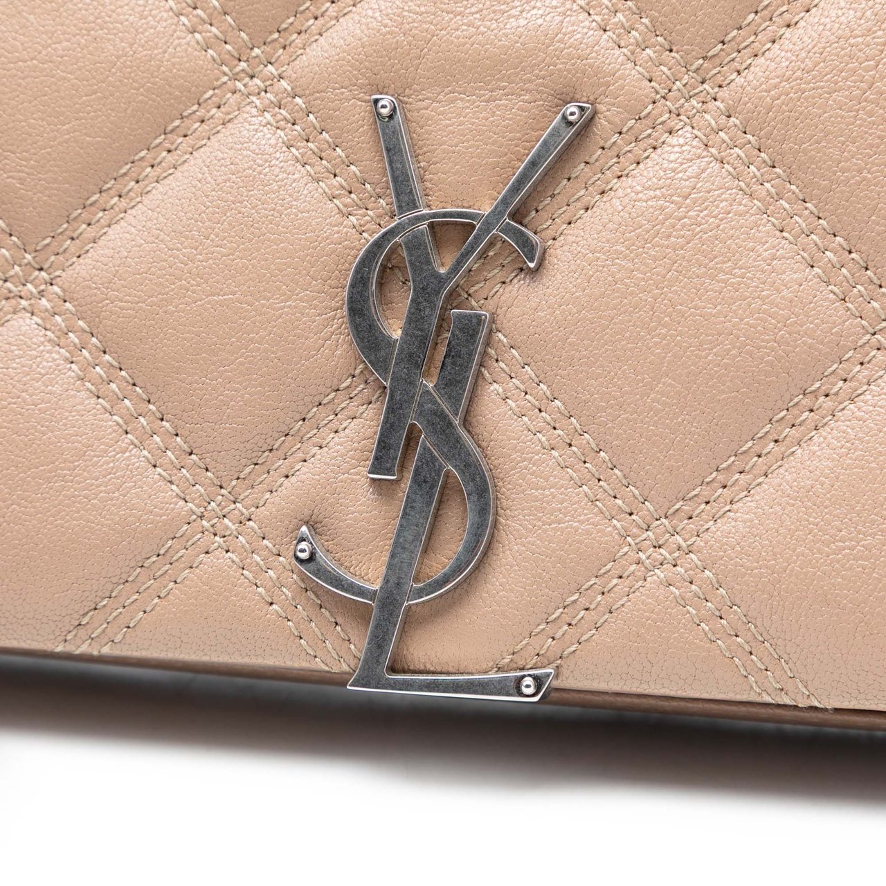 Saint Laurent Quilted Diamond Lambskin Becky Wallet on Chain Bruin