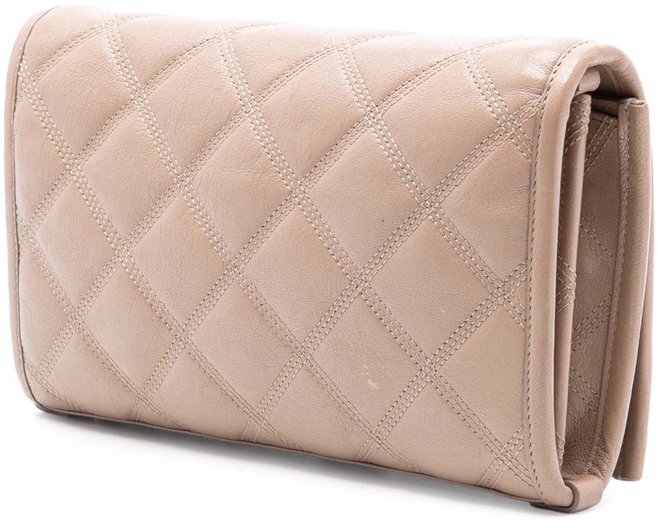 Saint Laurent Quilted Diamond Lambskin Becky Wallet on Chain Bruin