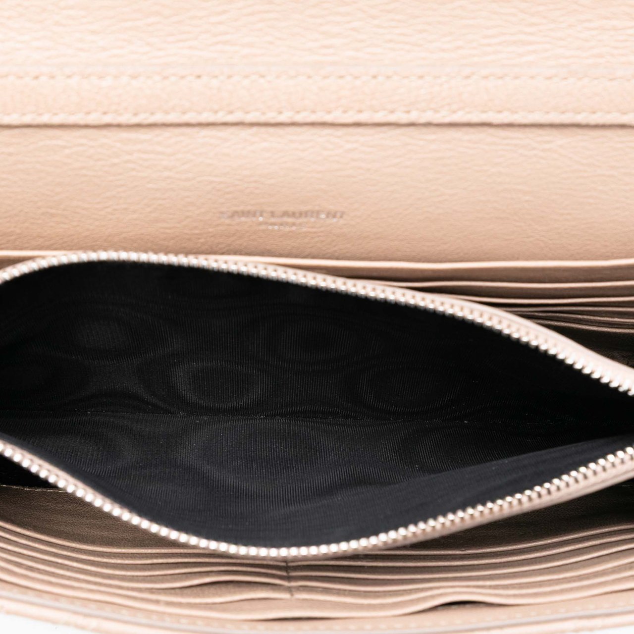 Saint Laurent Quilted Diamond Lambskin Becky Wallet on Chain Bruin