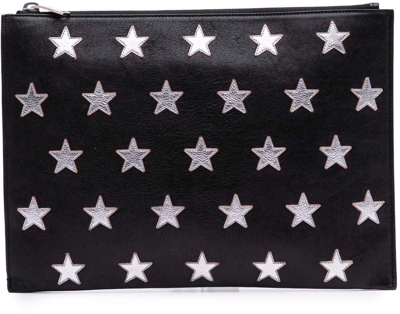 Saint Laurent Leather Star Rider iPad Pouch Zwart