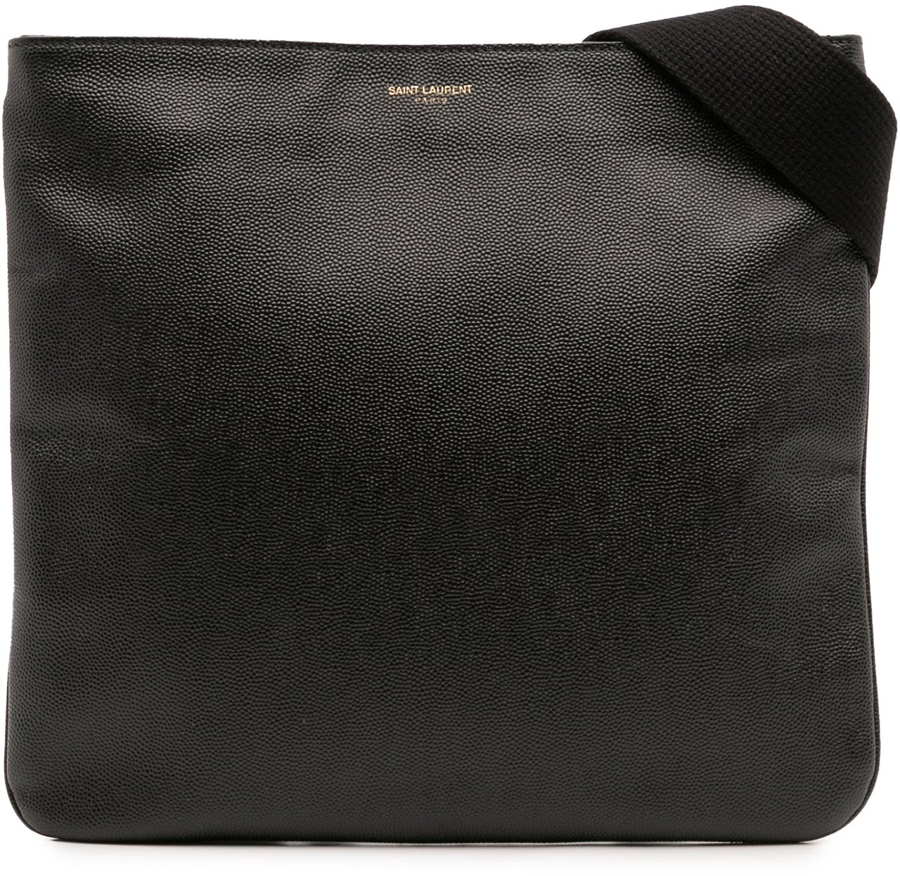 Saint Laurent Grain De Poudre Flat Crossbody Zwart
