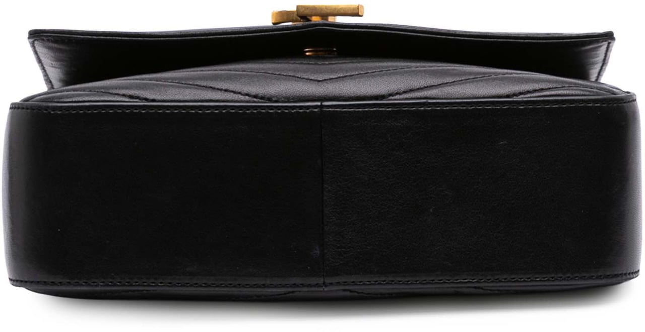 Saint Laurent Medium Chevron Lambskin Monogram Sulpice Bag Zwart