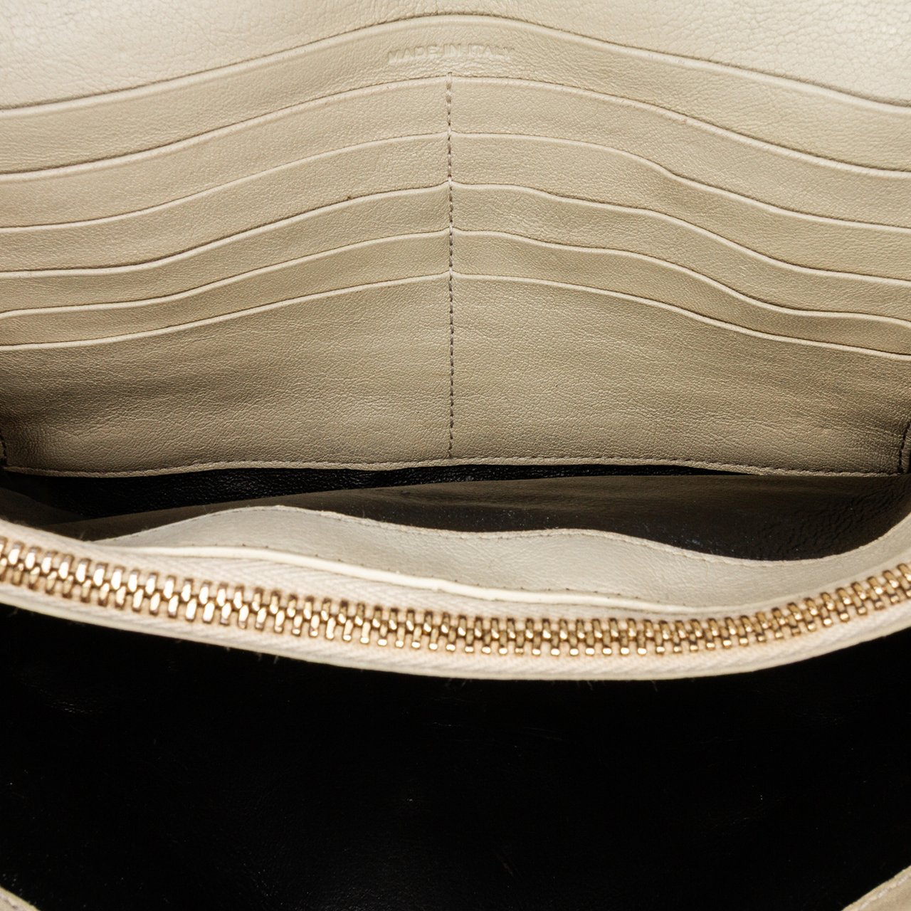 Saint Laurent Quilted Lambskin Diamond Becky Chain Wallet Wit