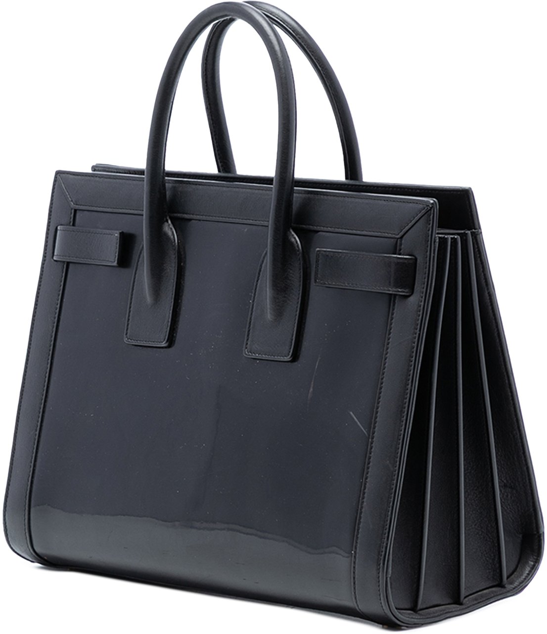 Saint Laurent Small Patent Sac De Jour Satchel Zwart