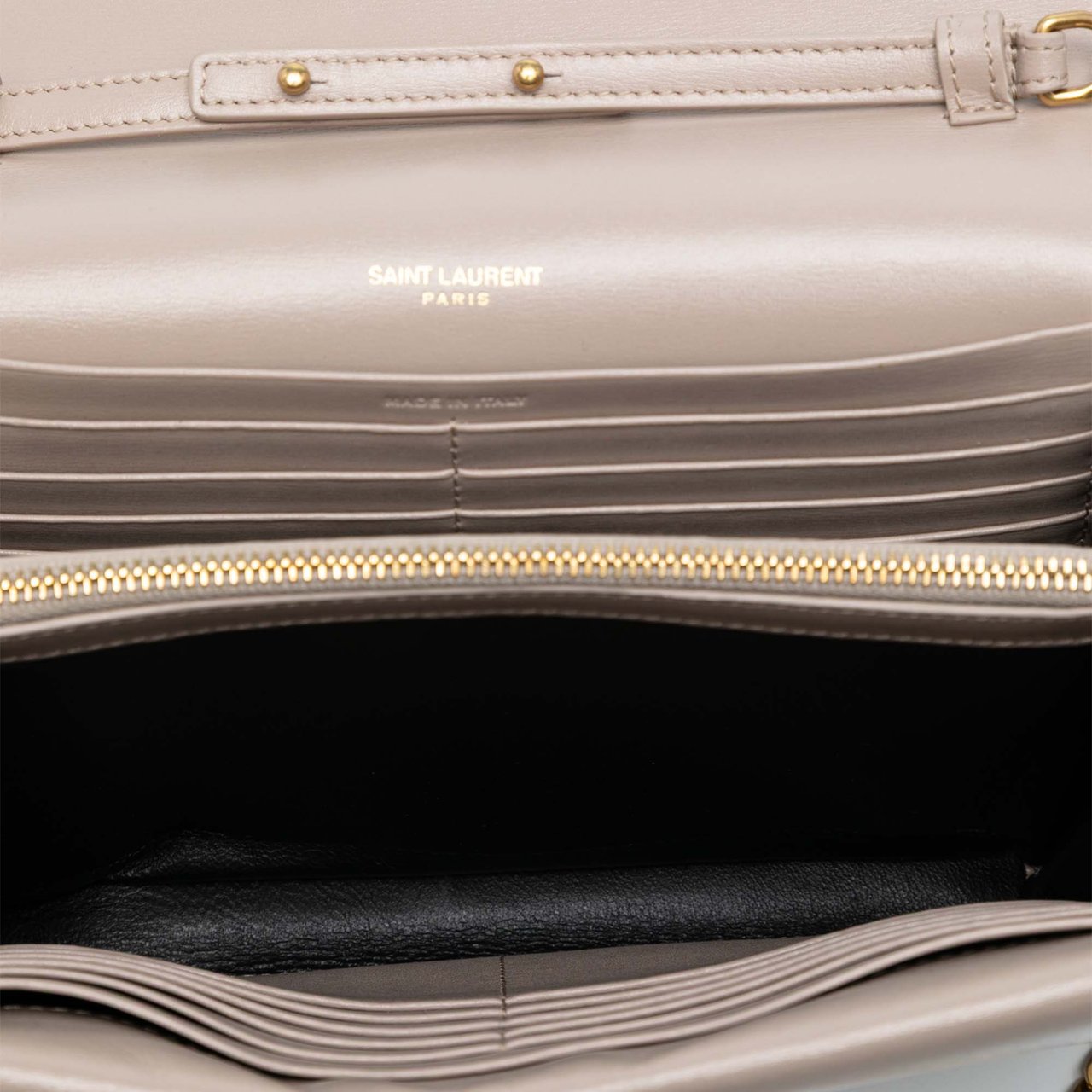 Saint Laurent Leather Monogram Sulpice Wallet on Chain Bruin