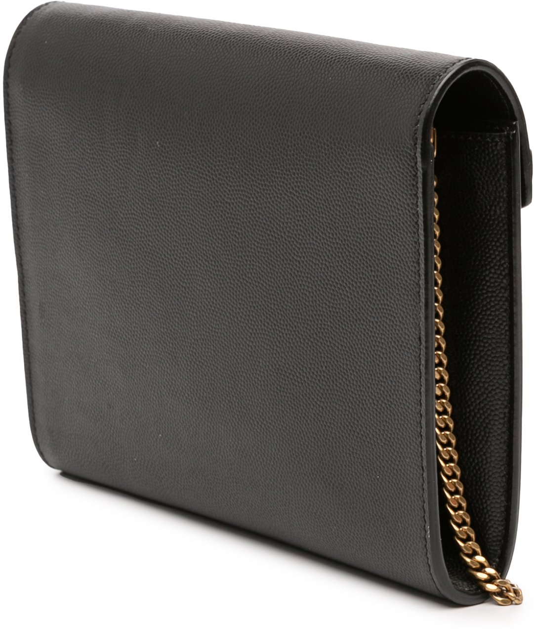Saint Laurent Grain De Poudre Monogram Cassandra Chain Wallet Zwart