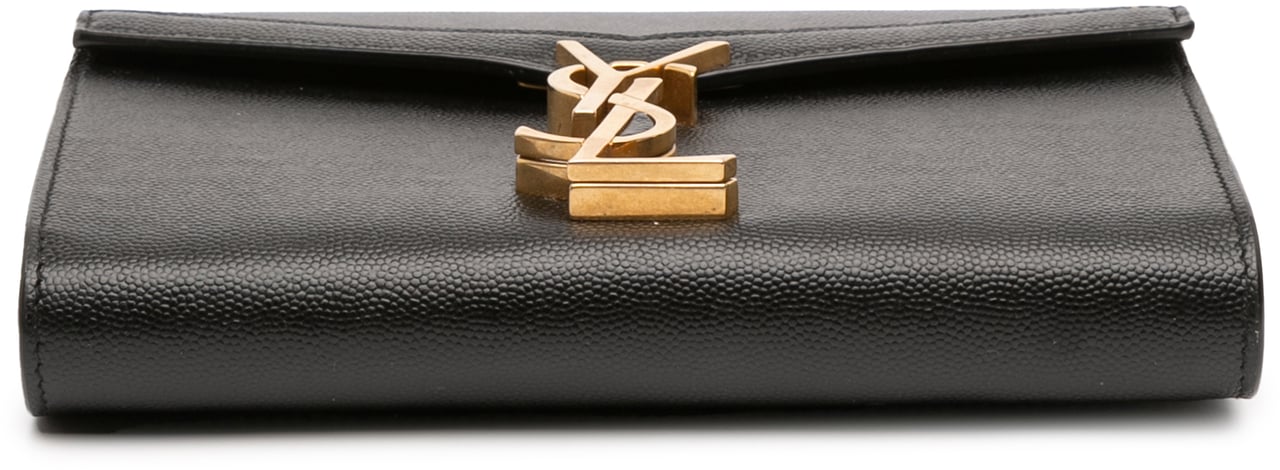 Saint Laurent Grain De Poudre Monogram Cassandra Chain Wallet Zwart