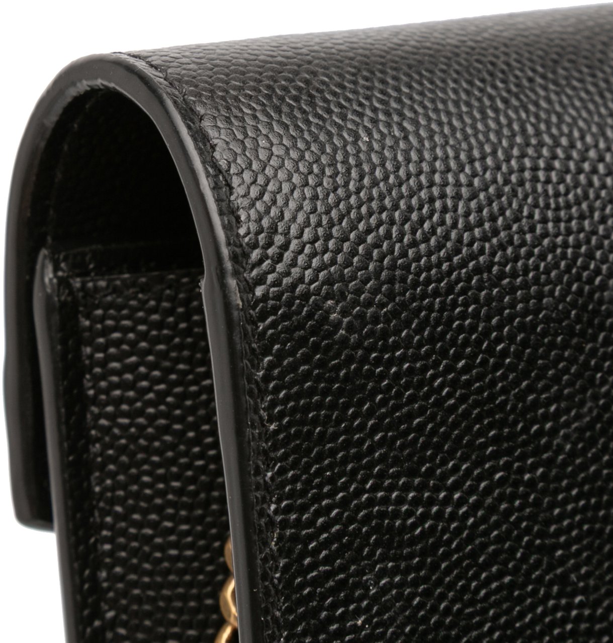 Saint Laurent Grain De Poudre Monogram Cassandra Chain Wallet Zwart