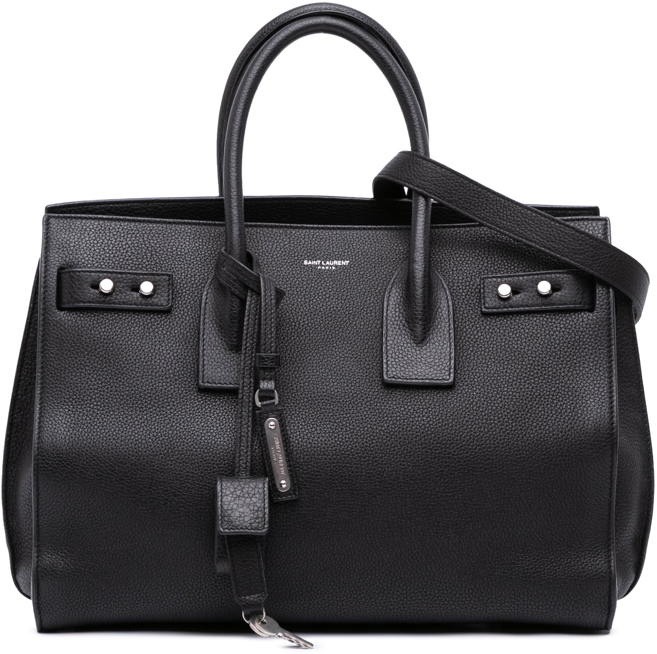 Saint Laurent Small Grained Calfskin Supple Sac De Jour Satchel Zwart