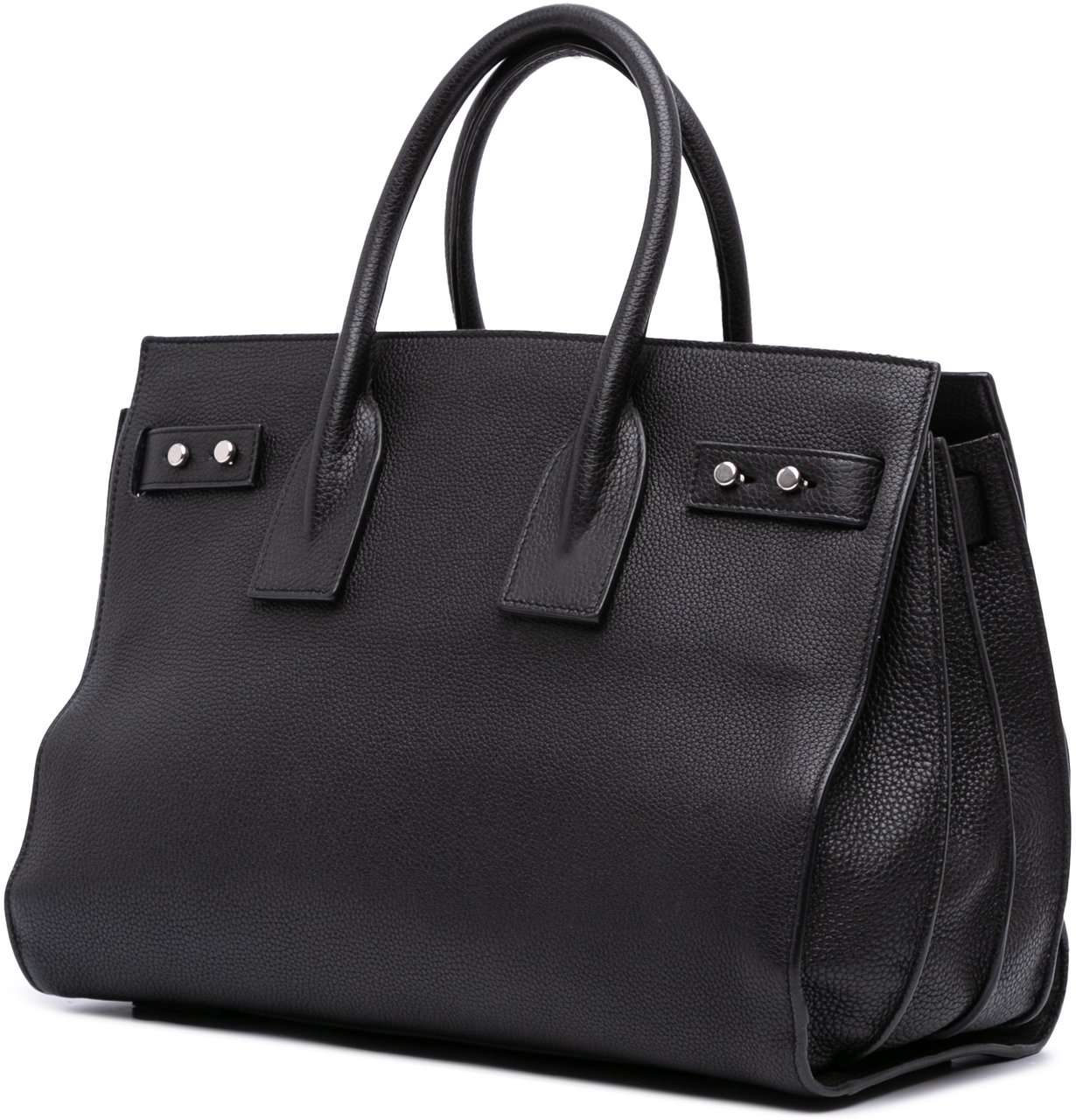 Saint Laurent Small Grained Calfskin Supple Sac De Jour Satchel Zwart