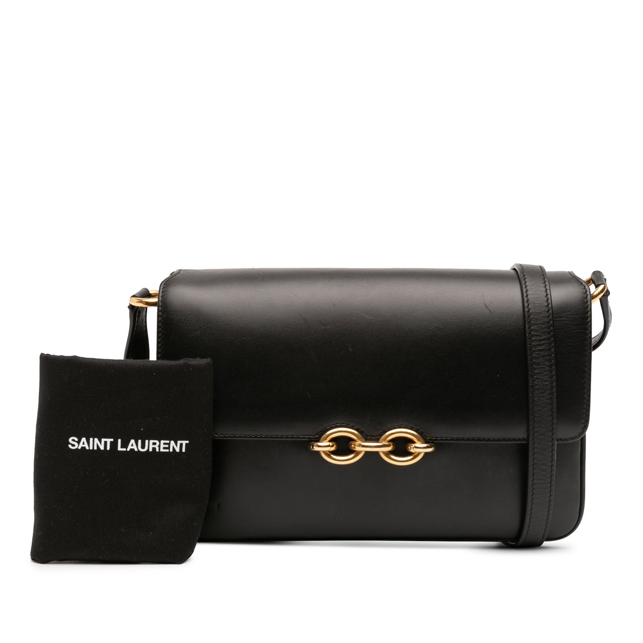 Saint Laurent Smooth Calfskin Le Maillon Crossbody Zwart