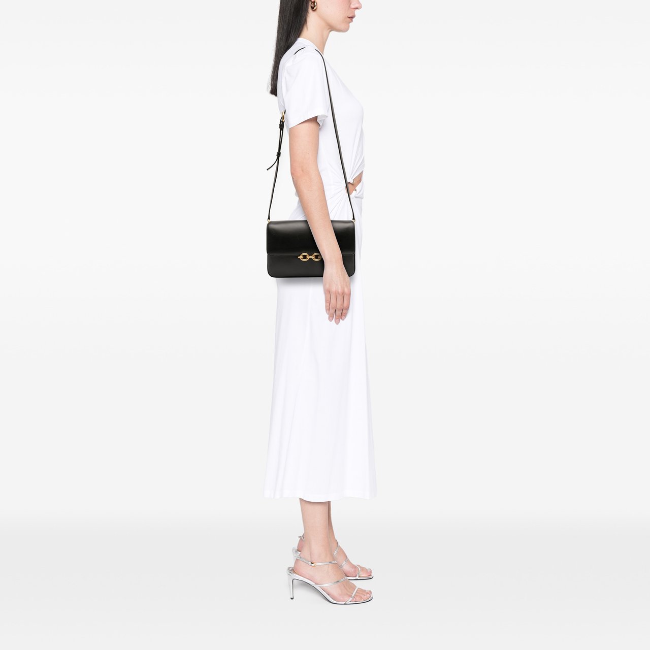 Saint Laurent Smooth Calfskin Le Maillon Crossbody Zwart