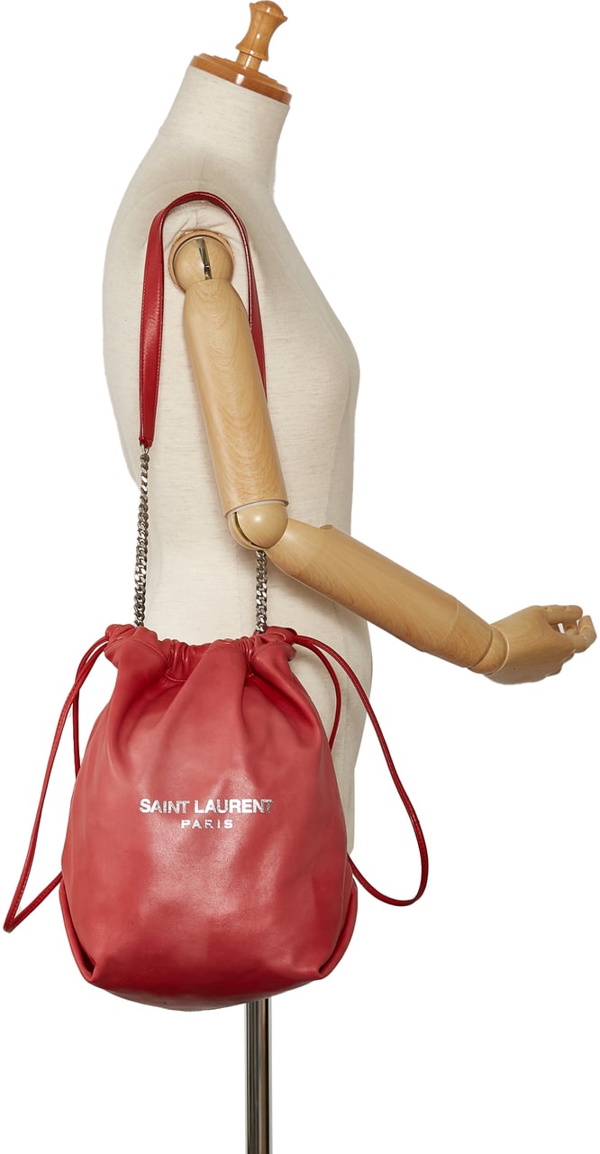 Saint Laurent Small Teddy Bucket Rood