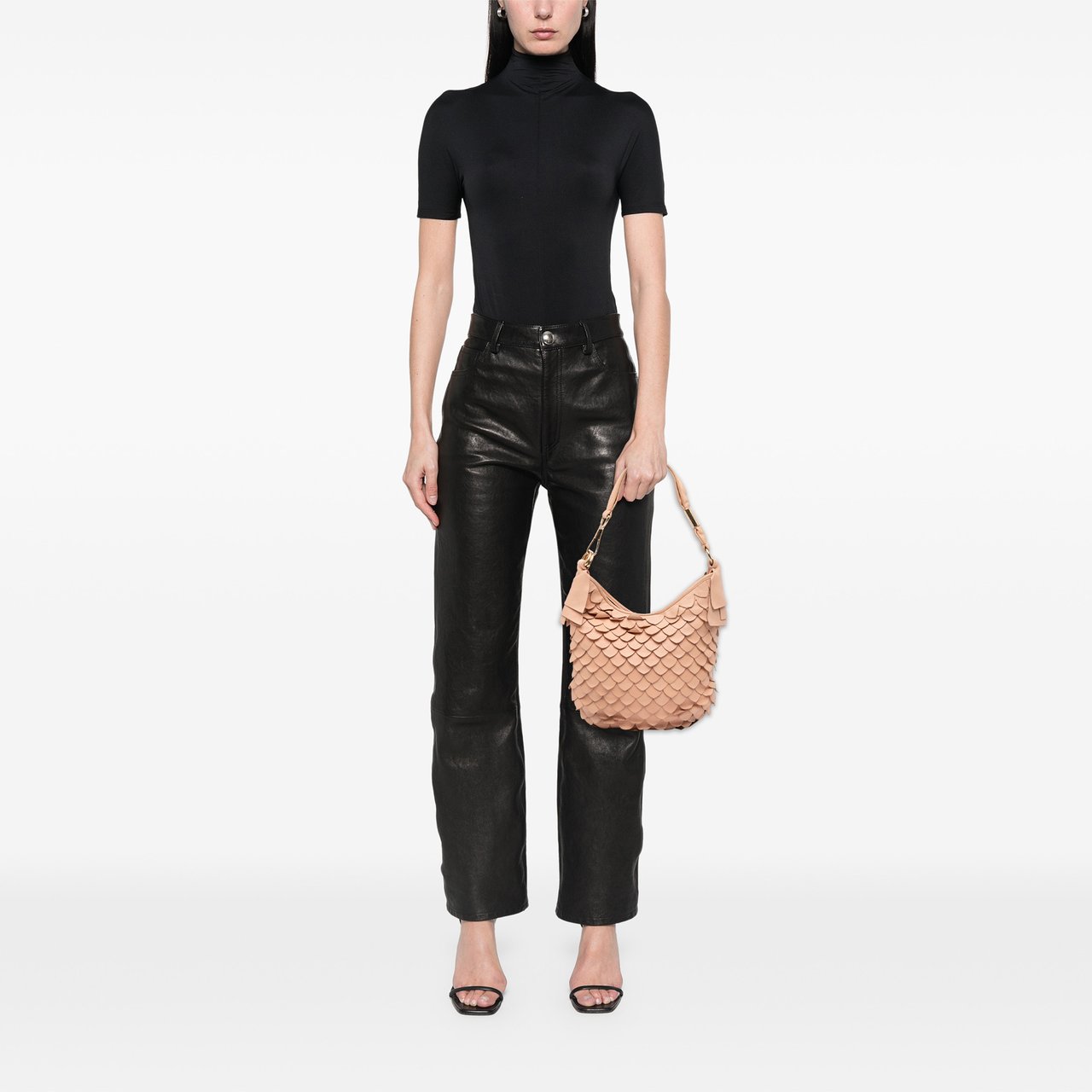 Saint Laurent Leather St Tropez Fish Scale Hobo Roze