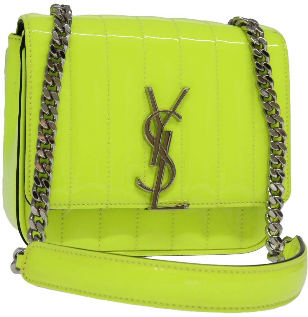 Saint Laurent Saint Laurent Vicky Crossbody Bag Vertical Quilted Patent Small Geel