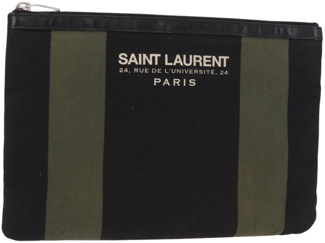 Saint Laurent Saint Laurent Beach Zip Pouch Canvas Medium Divers