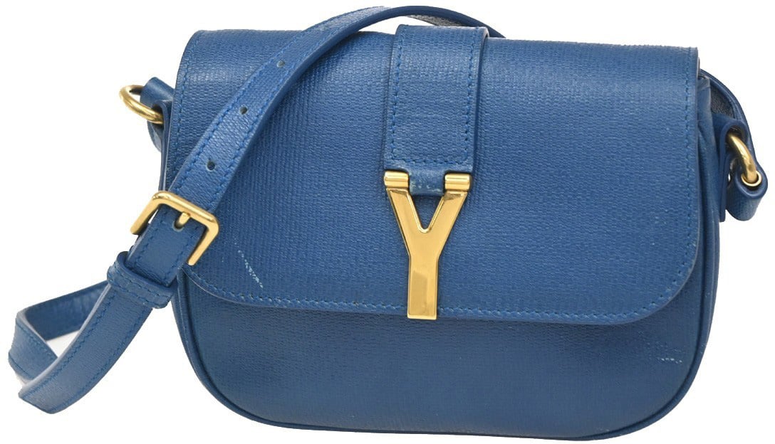 Saint Laurent Saint Laurent Chyc Flap Bag Leather Medium Navy
