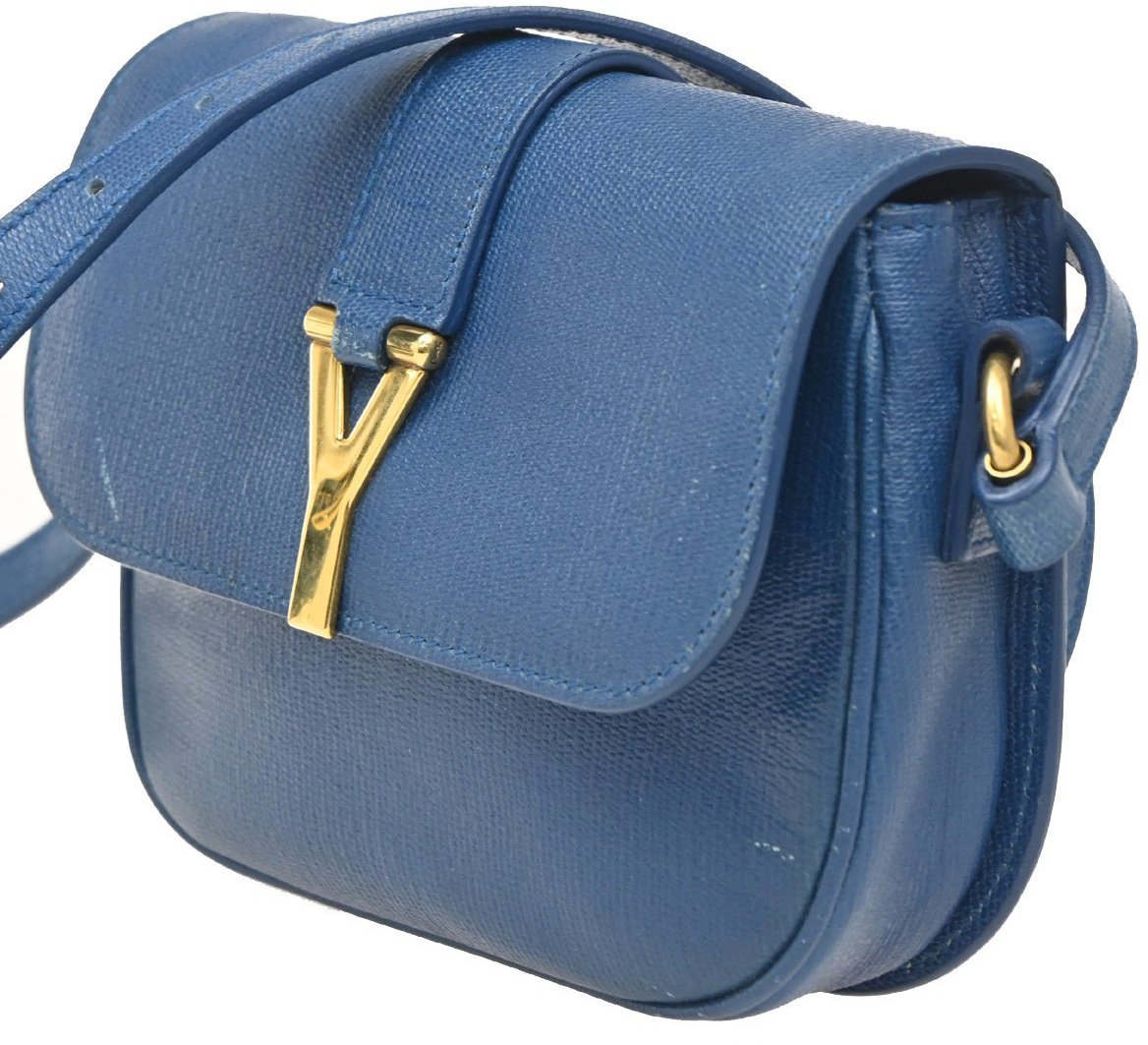 Saint Laurent Saint Laurent Chyc Flap Bag Leather Medium Navy