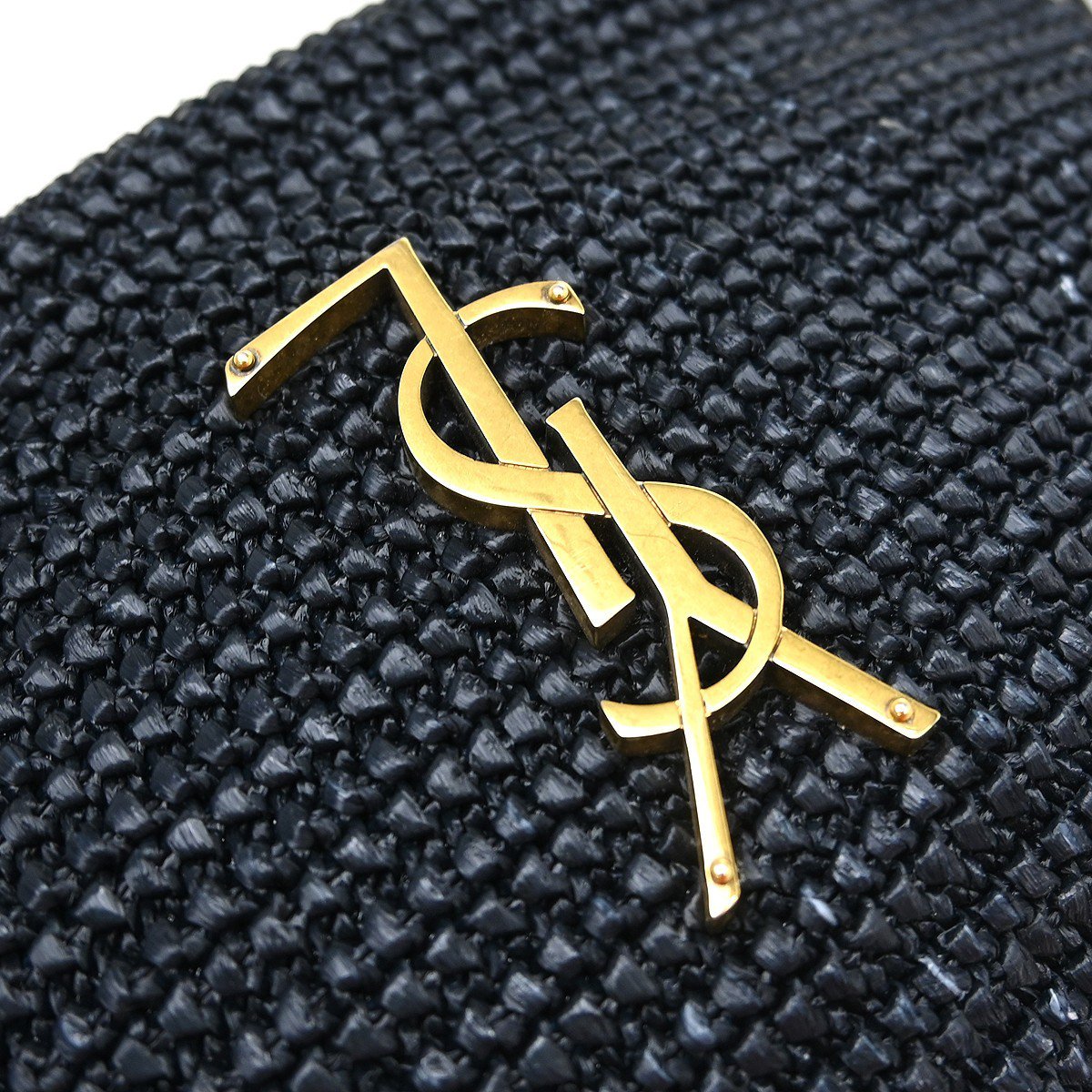 Saint Laurent Lou Camera Raffia Small Zwart